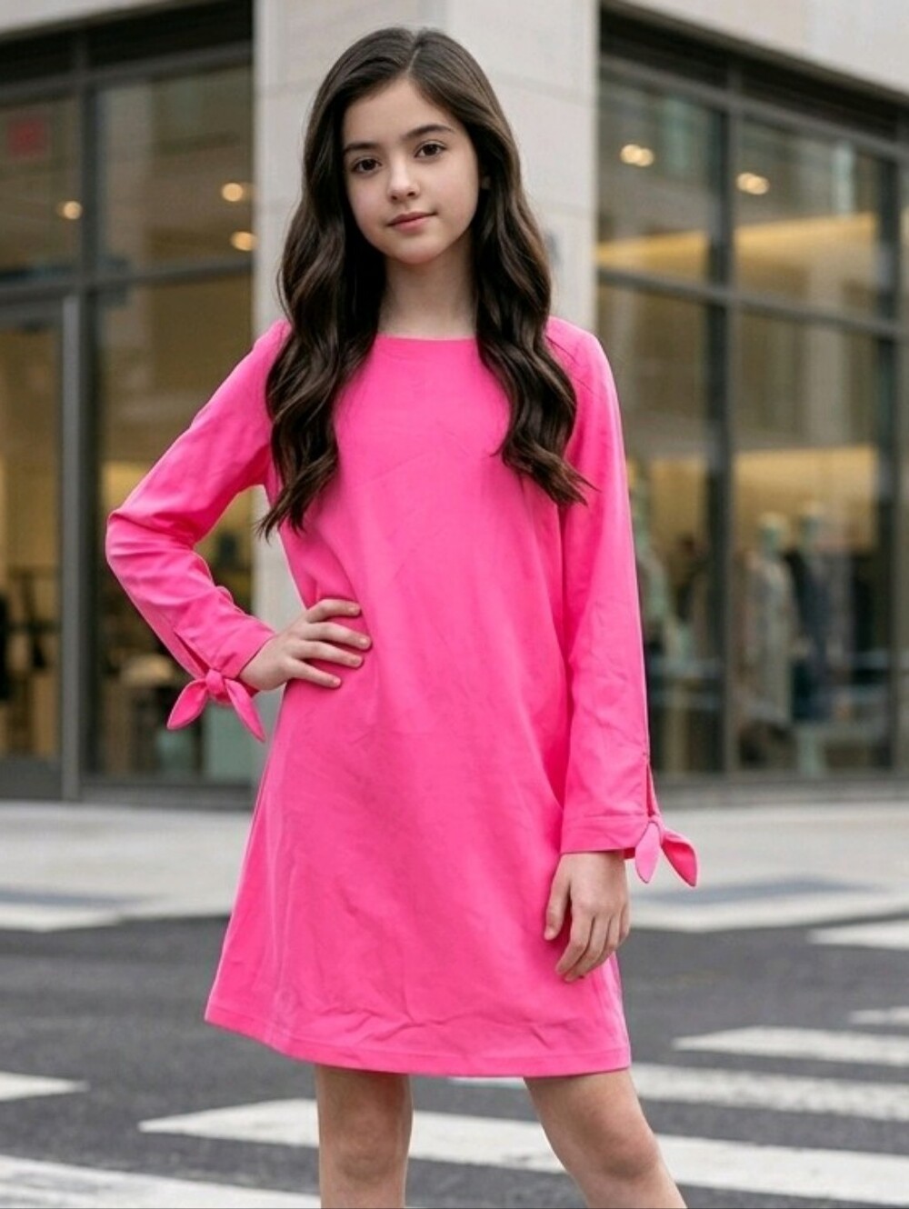 Gianni Bini Neon Pink Chiffon Dress Girls Wedding Guest Party Dress M
